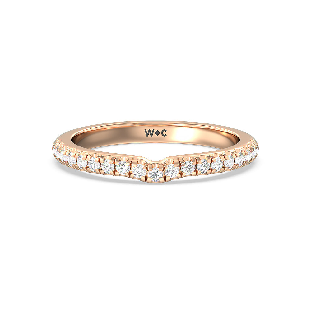Vela Micro Pave Diamond Wedding Band with 18KT Rose Gold Cut Diamond in 14KT Rose Gold view 1
