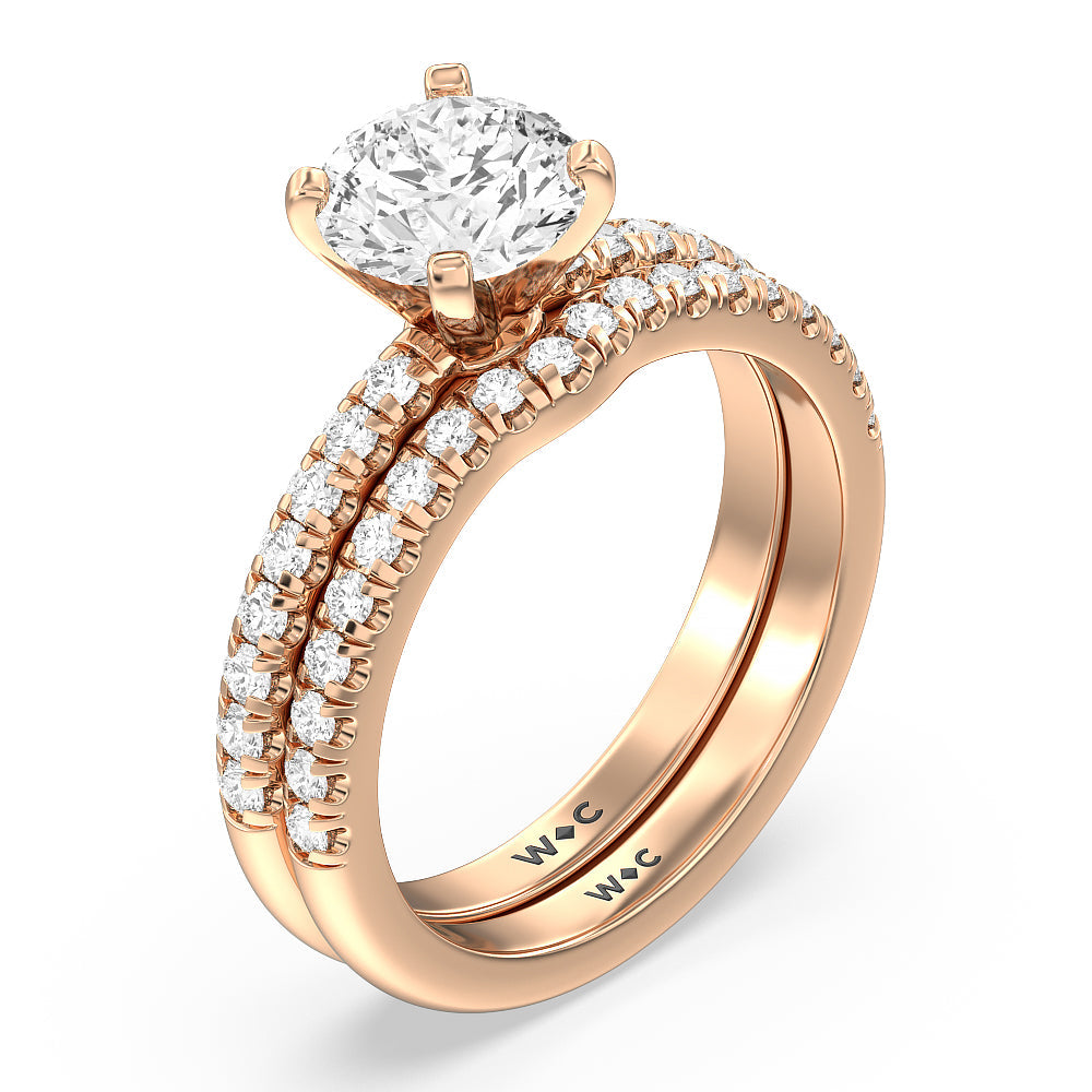 Oval Cut Vela Micro Pave Diamond Engagement Ring with Lab Grown Diamond in 14KT Rose Gold view 6

