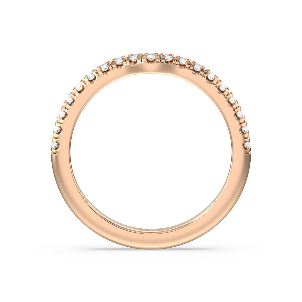 Vela Micro Pave Diamond Wedding Band with 18KT Rose Gold Cut Diamond in 14KT Rose Gold view 2
