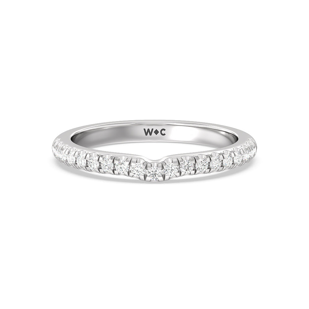 Vela Micro Pave Diamond Wedding Band with Platinum Cut Diamond in 14KT Platinum view 1
