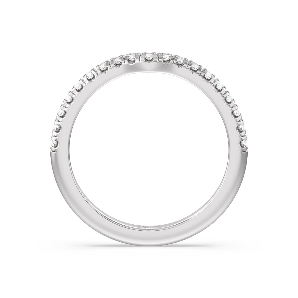 Vela Micro Pave Diamond Wedding Band with Platinum Cut Diamond in 14KT Platinum view 2
