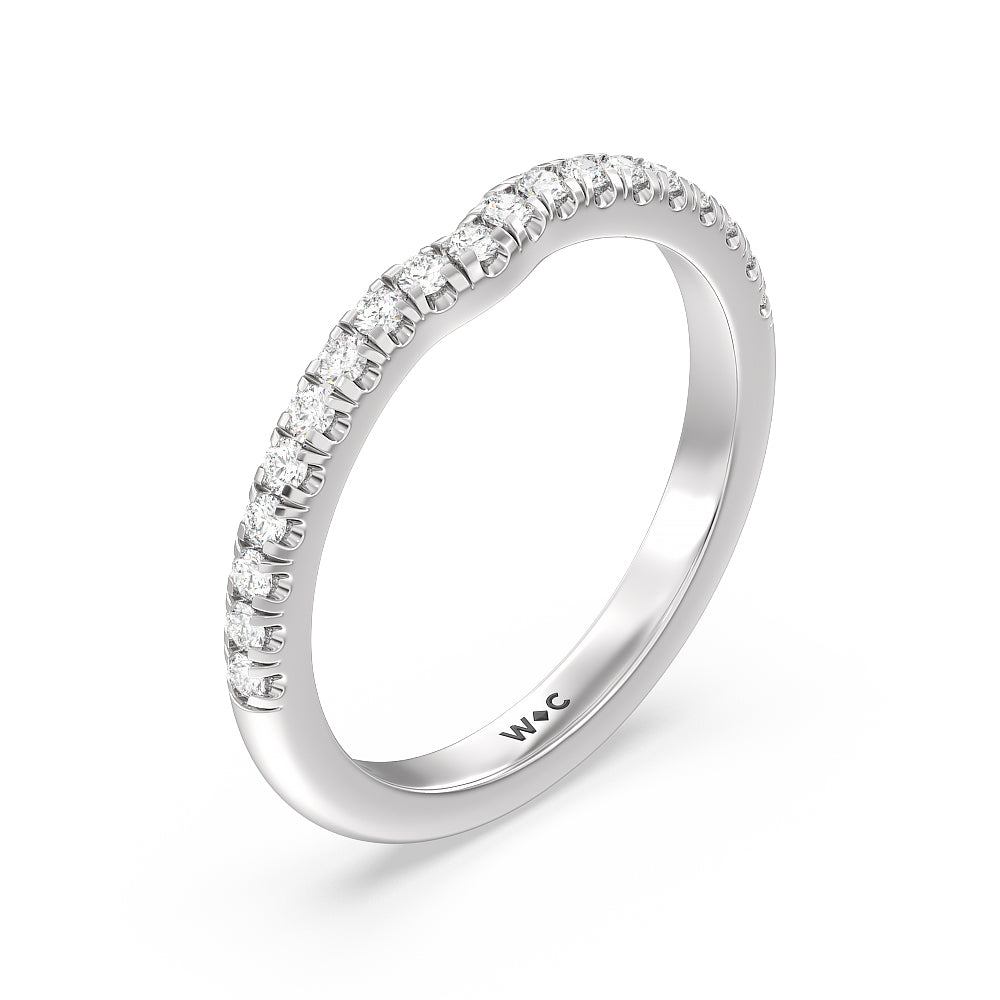 Vela Micro Pave Diamond Wedding Band with Platinum Cut Diamond in 14KT Platinum view 4
