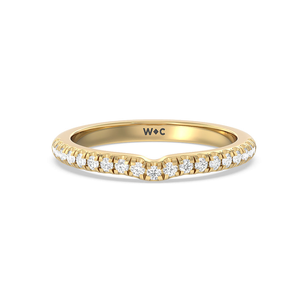 Vela Micro Pave Diamond Wedding Band with 18KT Yellow Gold Cut Diamond in 14KT Yellow Gold view 1
