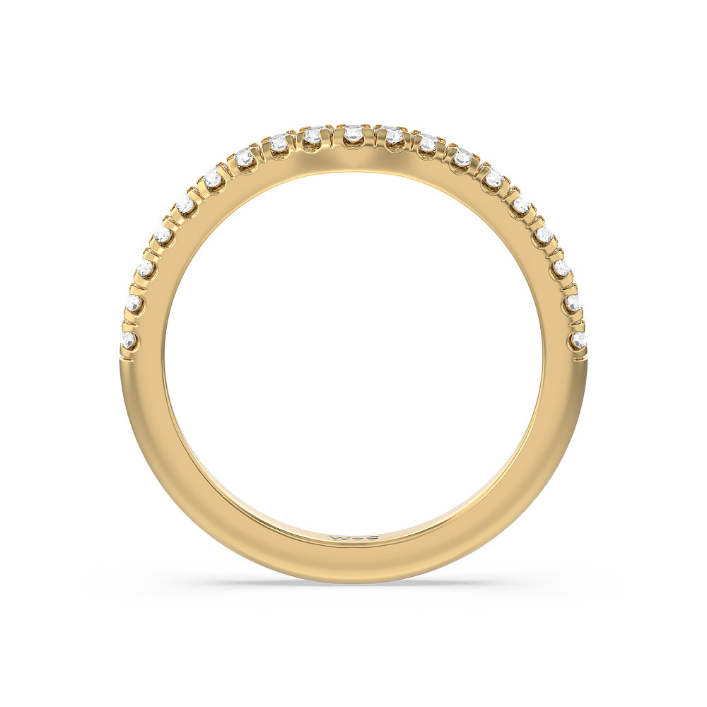 Vela Micro Pave Diamond Wedding Band with 18KT Yellow Gold Cut Diamond in 14KT Yellow Gold view 2
