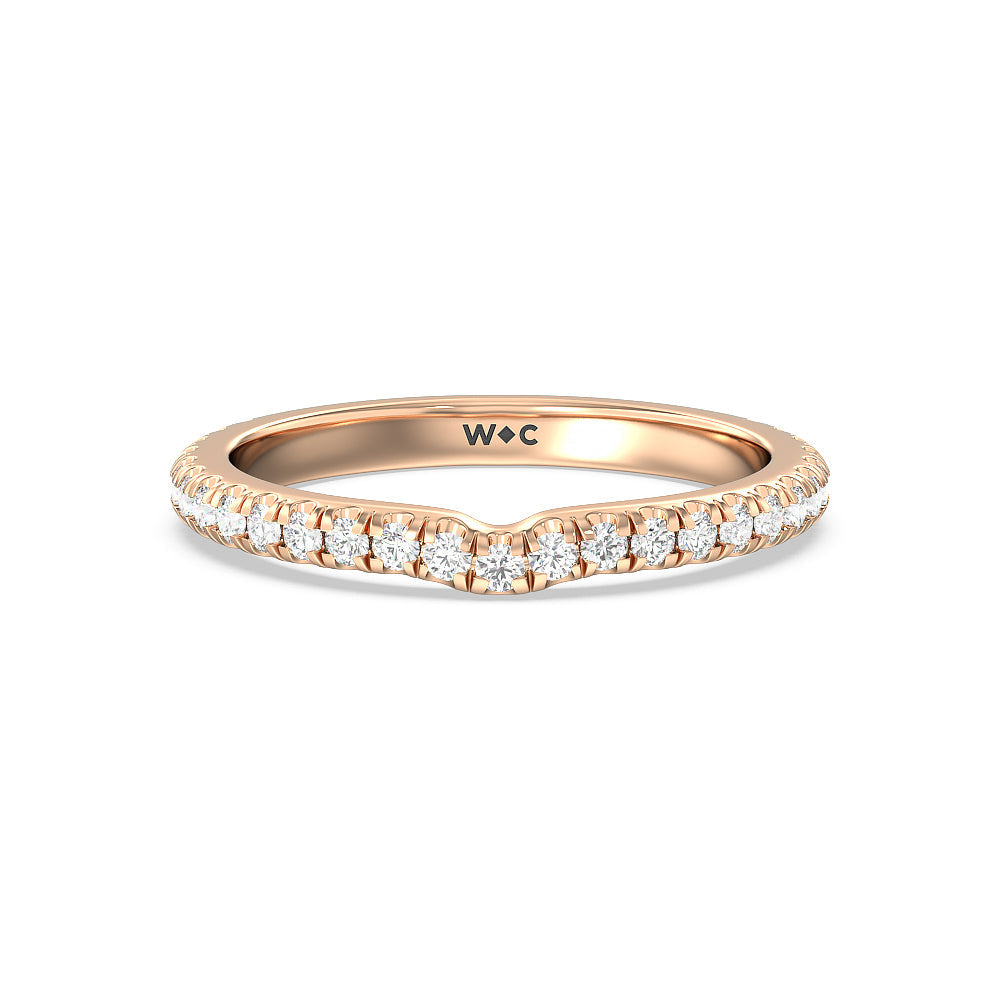 Ara Medi Micro Pave Diamond Wedding Band with 18KT Rose Gold Cut Diamond in 14KT Rose Gold view 1
