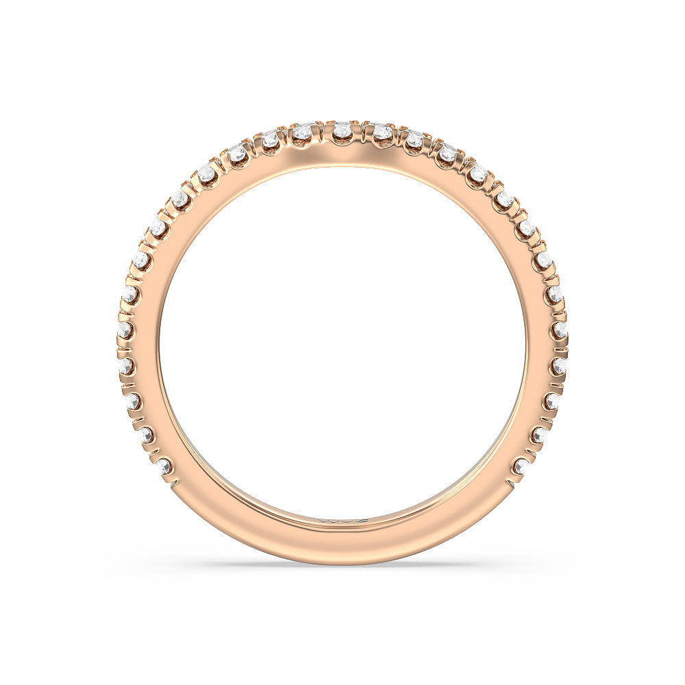 Ara Medi Micro Pave Diamond Wedding Band with 18KT Rose Gold Cut Diamond in 14KT Rose Gold view 2

