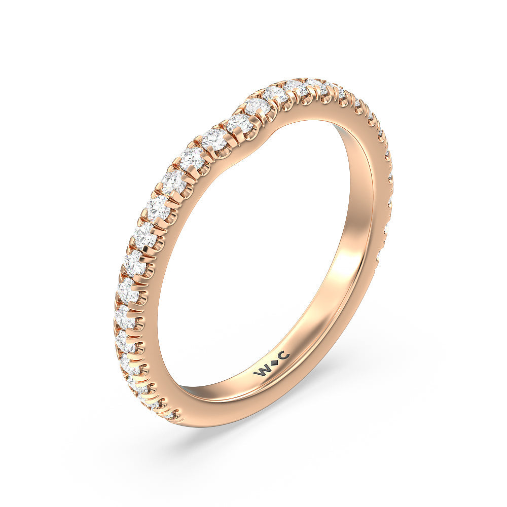 Ara Medi Micro Pave Diamond Wedding Band with 18KT Rose Gold Cut Diamond in 14KT Rose Gold view 4
