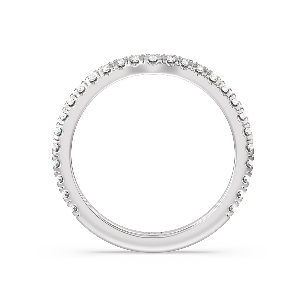 Ara Medi Micro Pave Diamond Wedding Band with Platinum Cut Diamond in 14KT Platinum view 2
