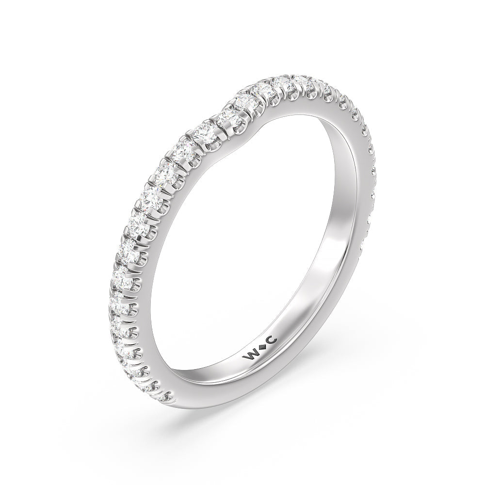 Ara Medi Micro Pave Diamond Wedding Band with Platinum Cut Diamond in 14KT Platinum view 4
