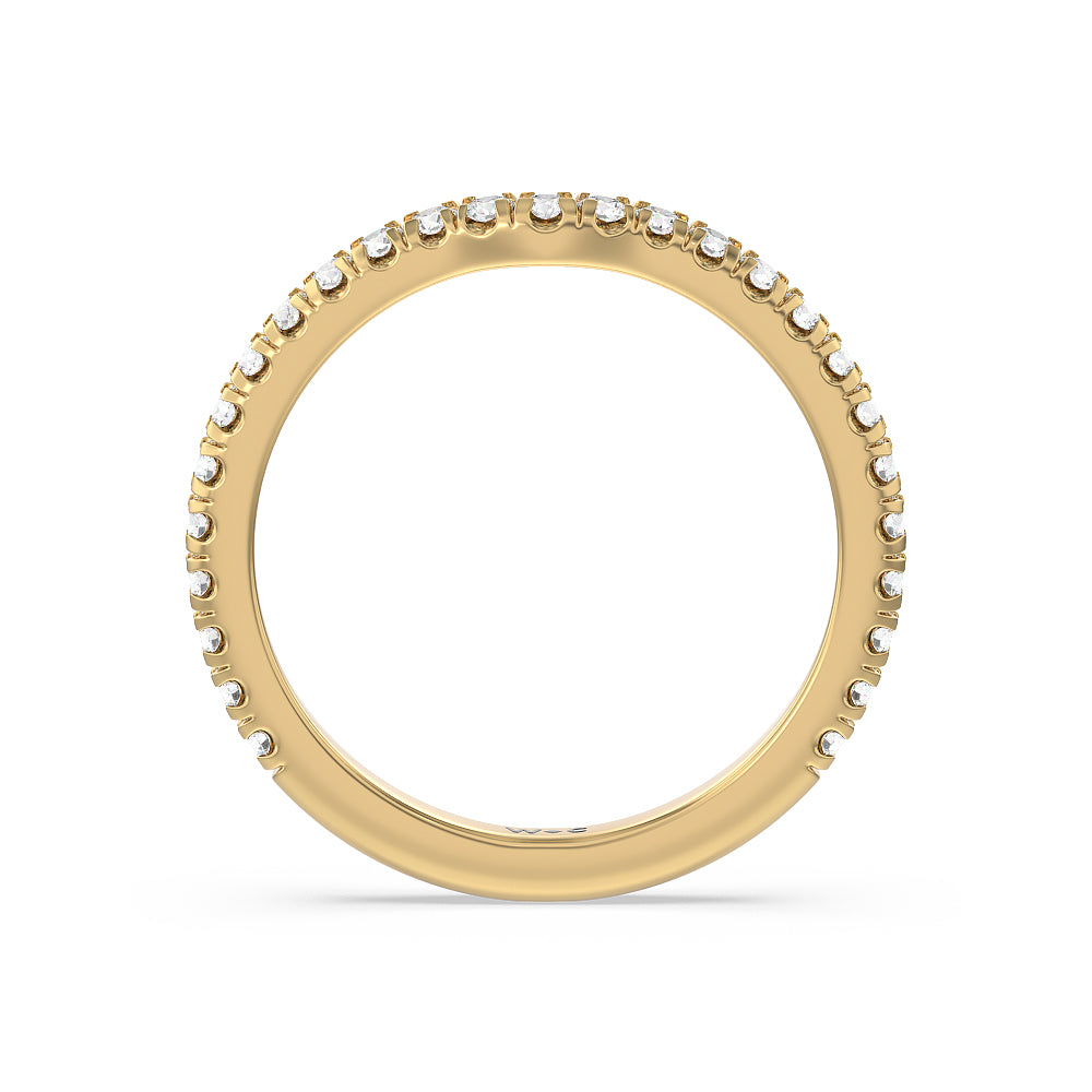 Ara Medi Micro Pave Diamond Wedding Band with 18KT Yellow Gold Cut Diamond in 14KT Yellow Gold view 2
