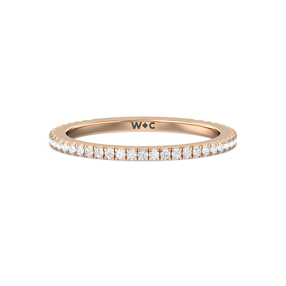 Ara Fine Classic Pave Diamond Wedding Band with 18KT Rose Gold Cut Diamond in 14KT Rose Gold view 1
