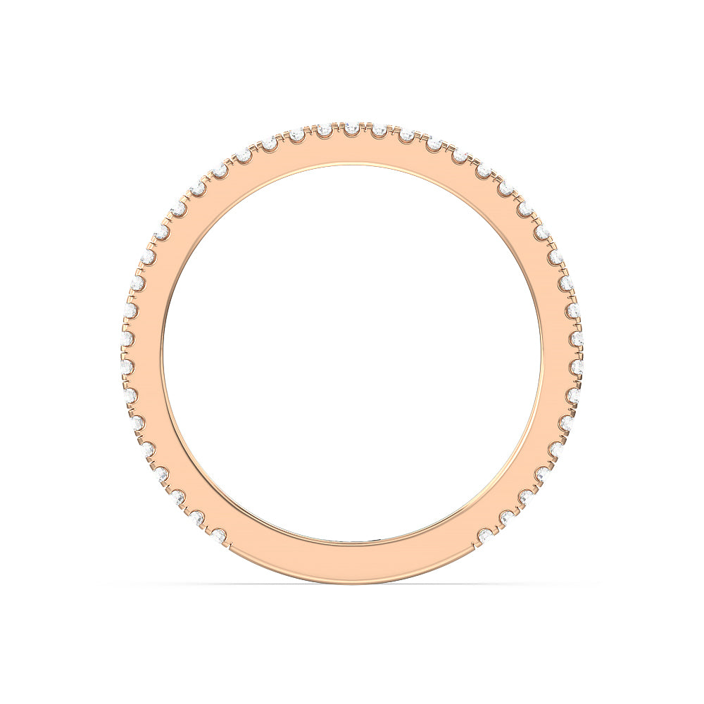 Ara Fine Classic Pave Diamond Wedding Band with 18KT Rose Gold Cut Diamond in 14KT Rose Gold view 2
