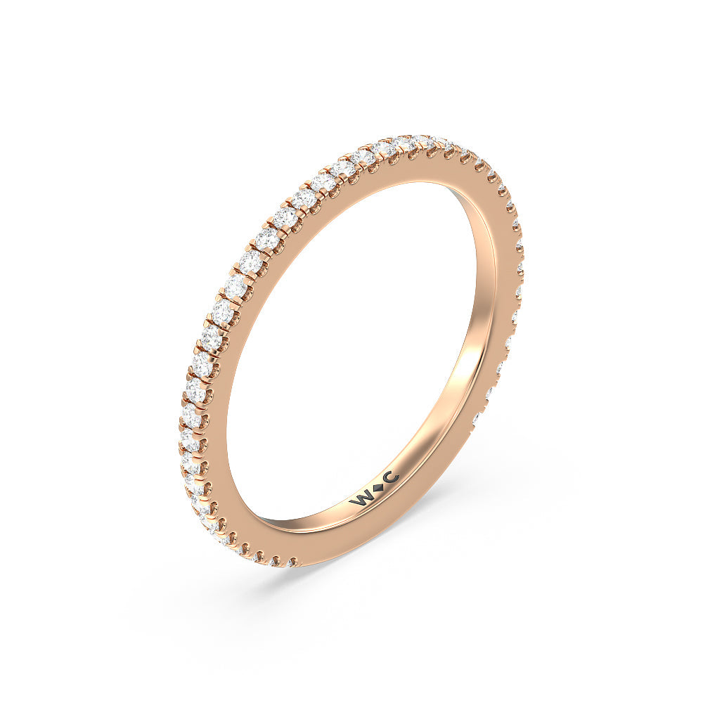 Ara Fine Classic Pave Diamond Wedding Band with 18KT Rose Gold Cut Diamond in 14KT Rose Gold view 4
