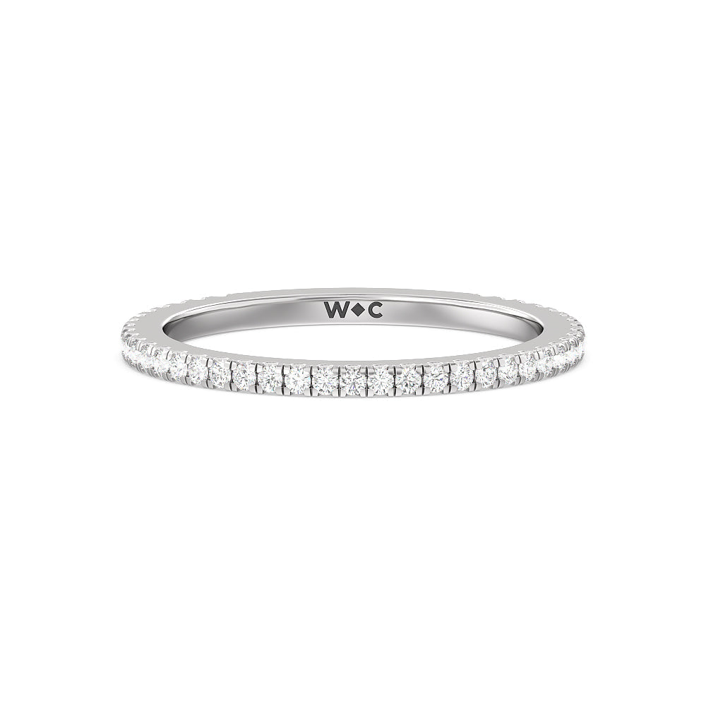 Ara Fine Classic Pave Diamond Wedding Band with Platinum Cut Diamond in 14KT Platinum view 1
