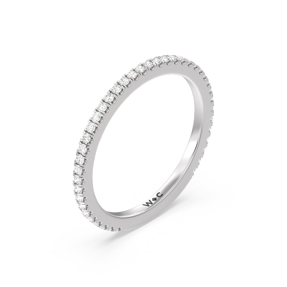 Ara Fine Classic Pave Diamond Wedding Band with Platinum Cut Diamond in 14KT Platinum view 4
