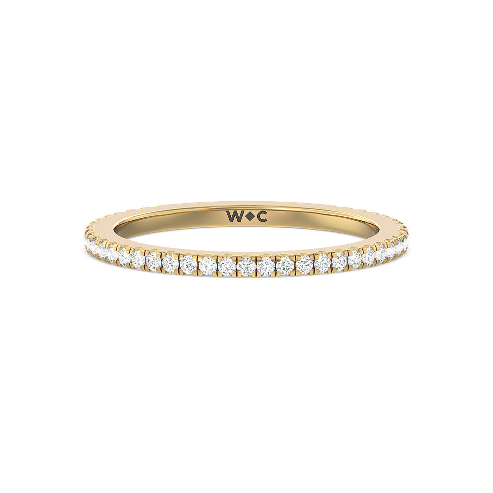 Ara Fine Classic Pave Diamond Wedding Band with 18KT Yellow Gold Cut Diamond in 14KT Yellow Gold view 1
