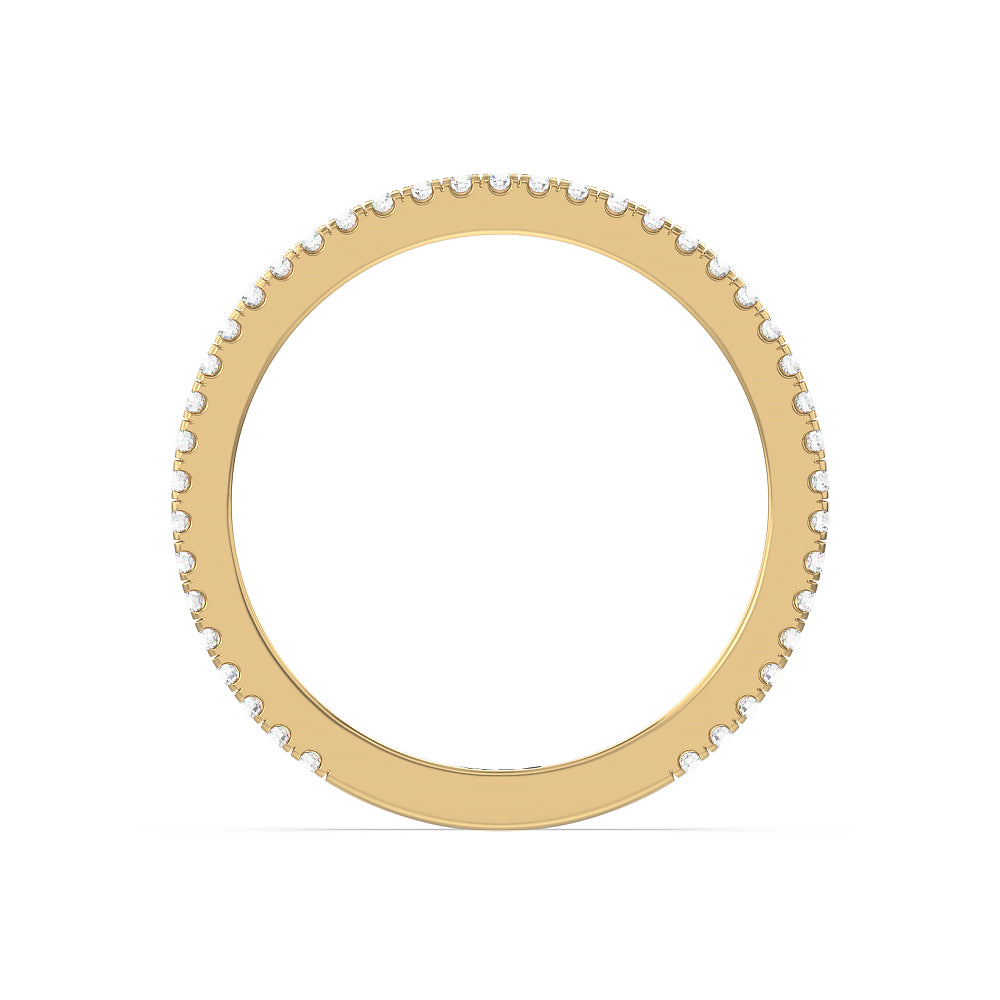 Ara Fine Classic Pave Diamond Wedding Band with 18KT Yellow Gold Cut Diamond in 14KT Yellow Gold view 2
