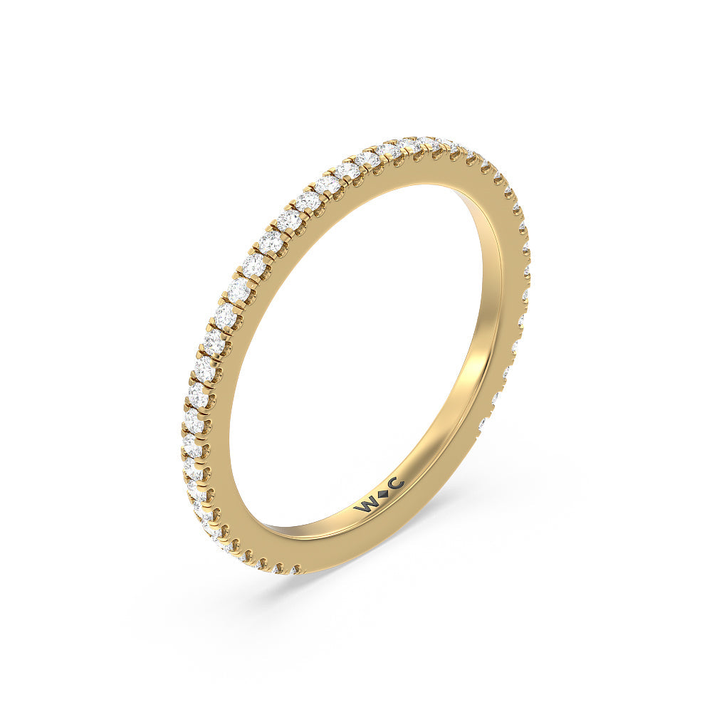 Ara Fine Classic Pave Diamond Wedding Band with 18KT Yellow Gold Cut Diamond in 14KT Yellow Gold view 4
