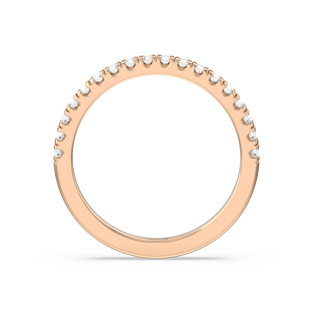 Vela Classic Pave Diamond Wedding Band with 18KT Rose Gold Cut Diamond in 14KT Rose Gold view 2
