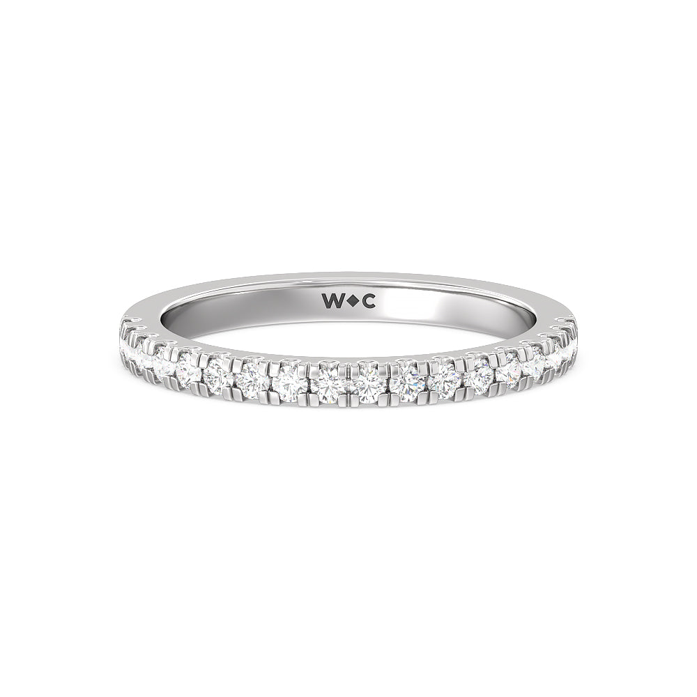 Vela Classic Pave Diamond Wedding Band with Platinum Cut Diamond in 14KT Platinum view 1
