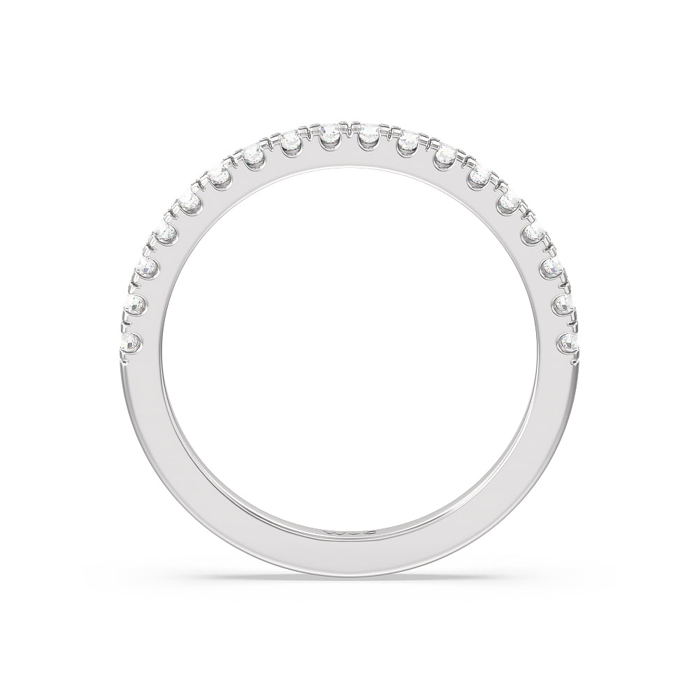 Vela Classic Pave Diamond Wedding Band with Platinum Cut Diamond in 14KT Platinum view 2

