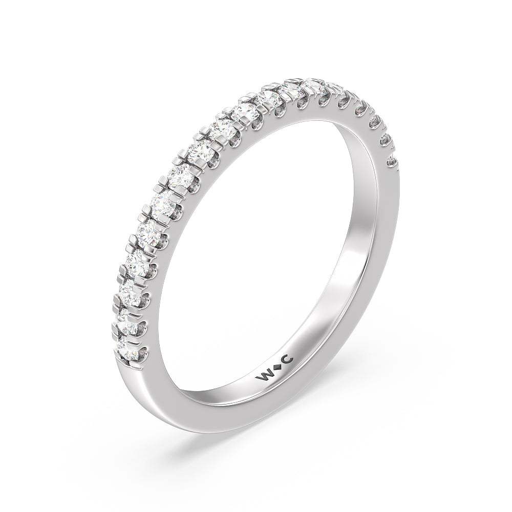Vela Classic Pave Diamond Wedding Band with Platinum Cut Diamond in 14KT Platinum view 4
