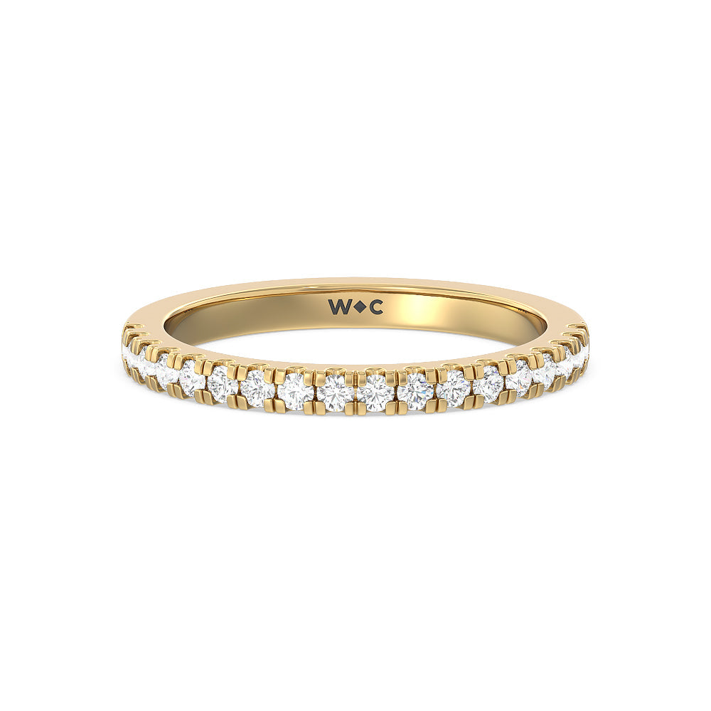Vela Classic Pave Diamond Wedding Band with 18KT Yellow Gold Cut Diamond in 14KT Yellow Gold view 1
