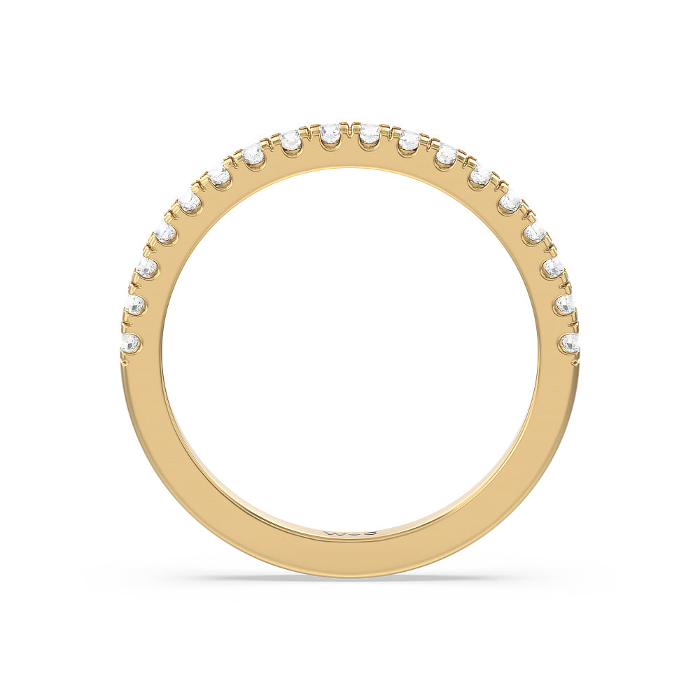 Vela Classic Pave Diamond Wedding Band with 18KT Yellow Gold Cut Diamond in 14KT Yellow Gold view 2

