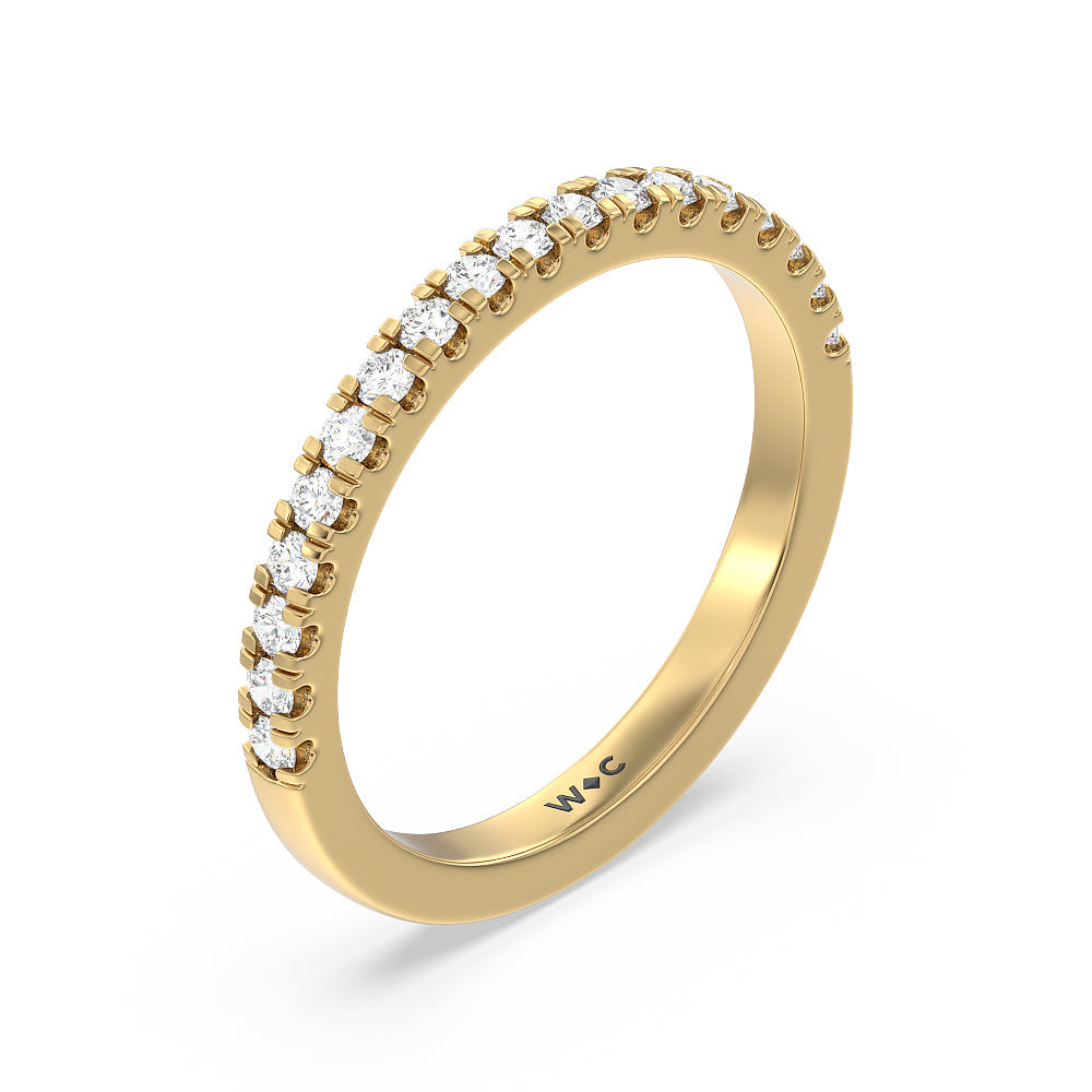 Vela Classic Pave Diamond Wedding Band with 18KT Yellow Gold Cut Diamond in 14KT Yellow Gold view 4
