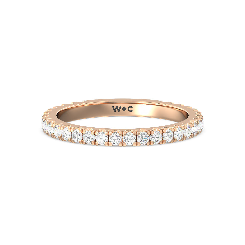 Ara Midi Classic Pave Diamond Wedding Band with 18KT Rose Gold Cut Diamond in 14KT Rose Gold view 1
