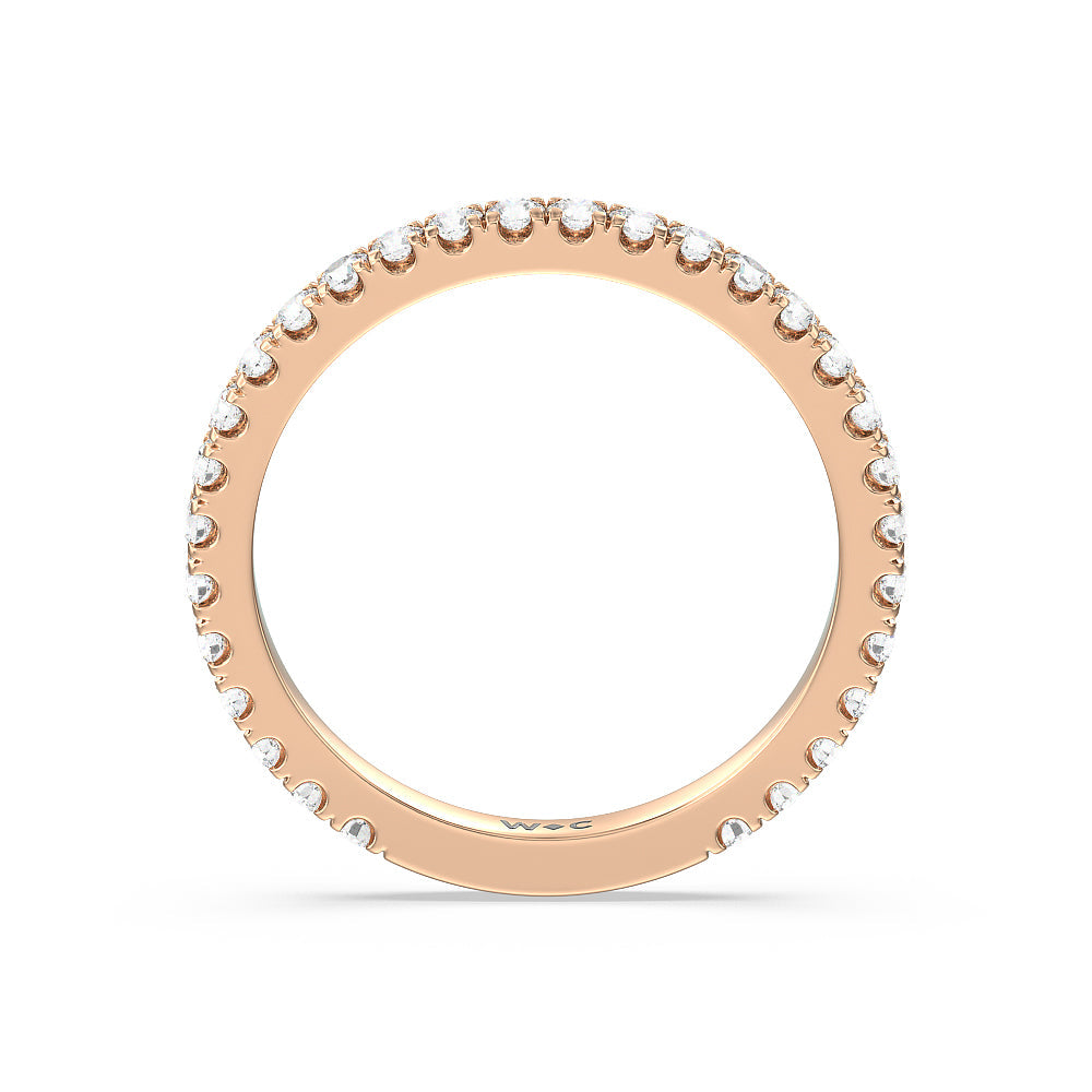 Ara Midi Classic Pave Diamond Wedding Band with 18KT Rose Gold Cut Diamond in 14KT Rose Gold view 2
