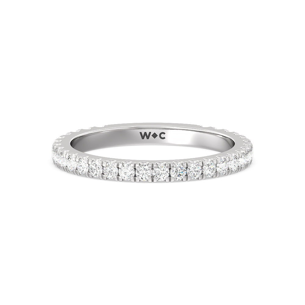 Ara Midi Classic Pave Diamond Wedding Band with Platinum Cut Diamond in 14KT Platinum view 1
