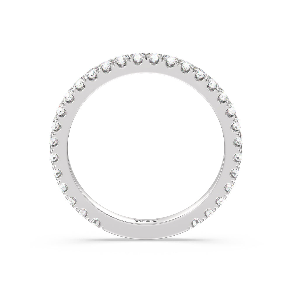 Ara Midi Classic Pave Diamond Wedding Band with Platinum Cut Diamond in 14KT Platinum view 2
