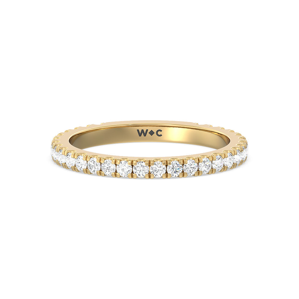 Ara Midi Classic Pave Diamond Wedding Band with 18KT Yellow Gold Cut Diamond in 14KT Yellow Gold view 1
