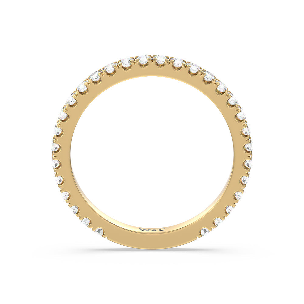 Ara Midi Classic Pave Diamond Wedding Band with 18KT Yellow Gold Cut Diamond in 14KT Yellow Gold view 2
