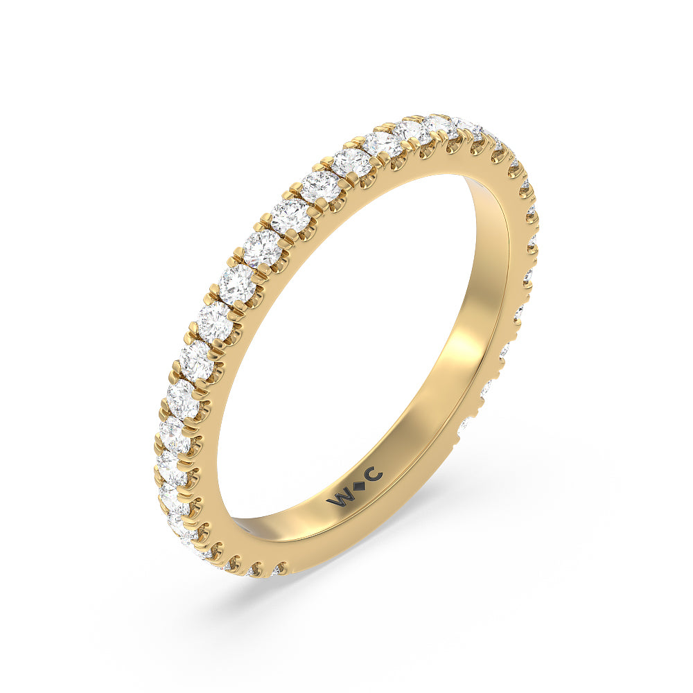 Ara Midi Classic Pave Diamond Wedding Band with 18KT Yellow Gold Cut Diamond in 14KT Yellow Gold view 4
