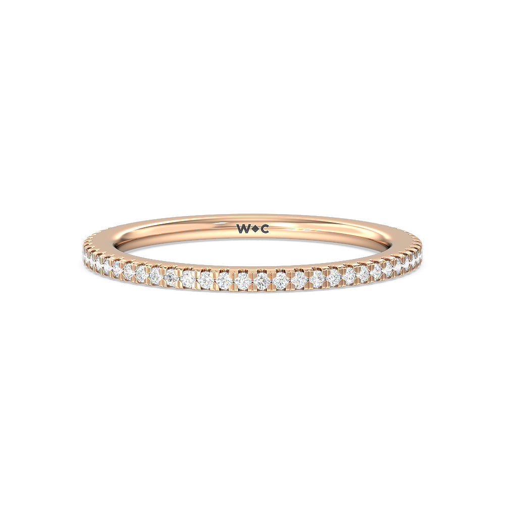 Ara Fine Hidden Halo Diamond Wedding Band with 18KT Rose Gold Cut Diamond in 14KT Rose Gold view 1
