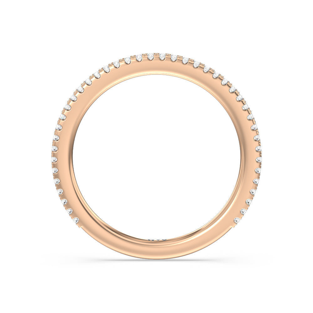 Ara Fine Hidden Halo Diamond Wedding Band with 18KT Rose Gold Cut Diamond in 14KT Rose Gold view 2
