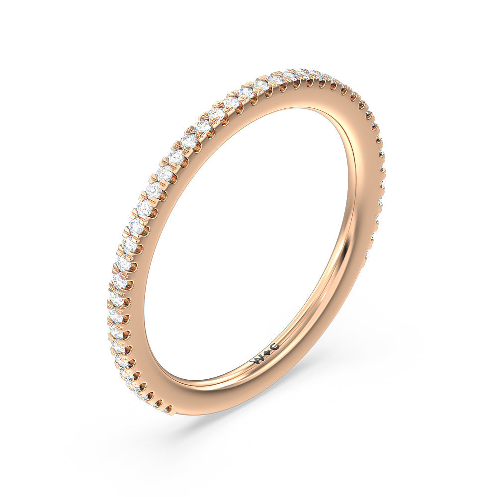 Ara Fine Hidden Halo Diamond Wedding Band with 18KT Rose Gold Cut Diamond in 14KT Rose Gold view 4
