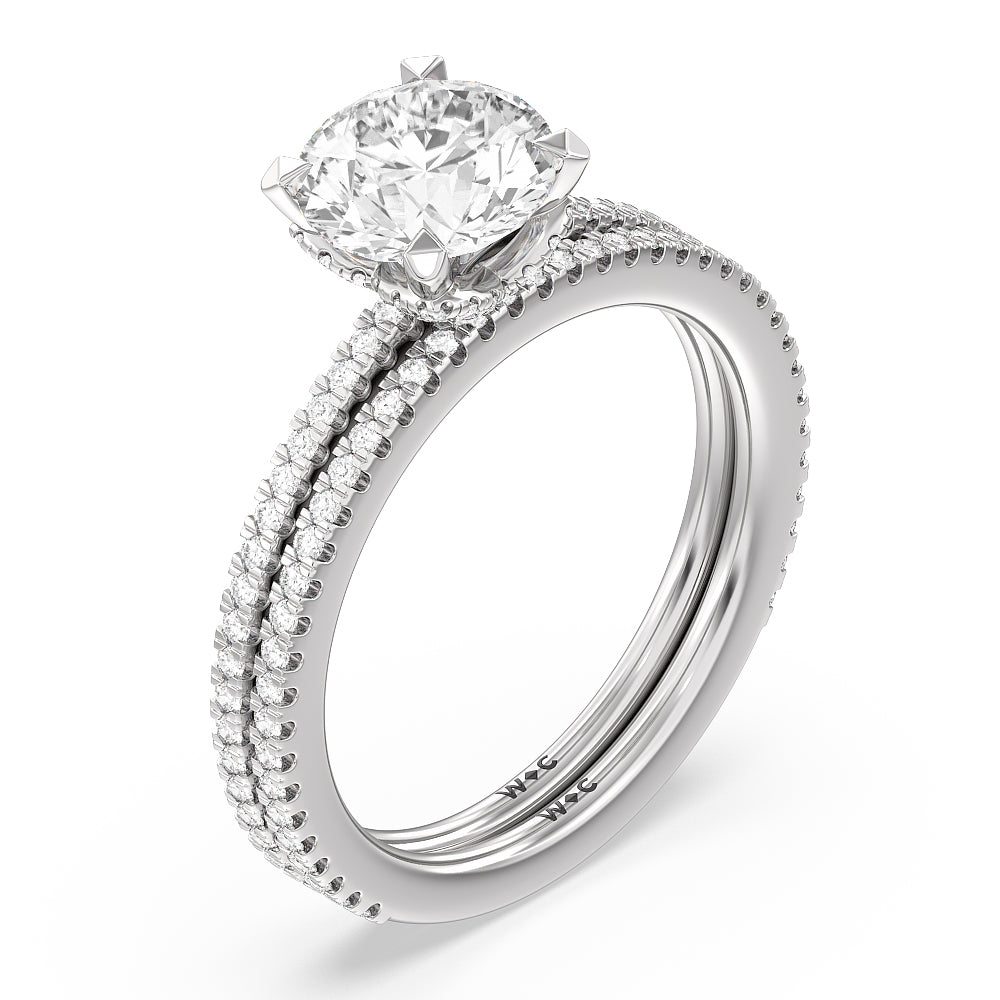 Ara Fine Hidden Halo Diamond Wedding Band with Platinum Cut Diamond in 14KT Platinum view 3
