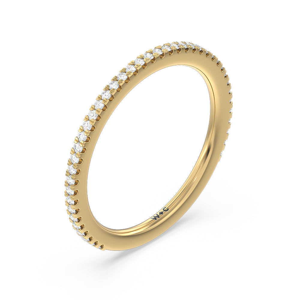 Ara Fine Hidden Halo Diamond Wedding Band with 18KT Yellow Gold Cut Diamond in 14KT Yellow Gold view 4

