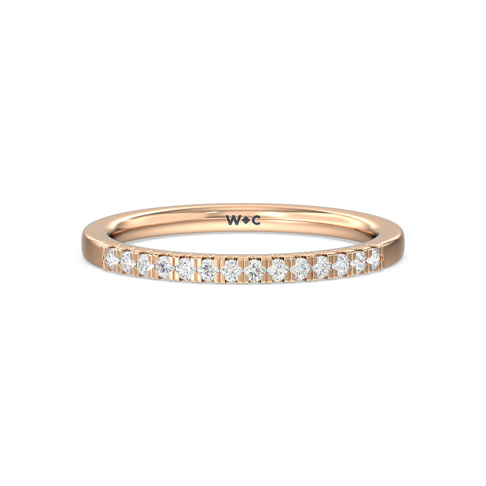 Lyra Hidden Halo Diamond Wedding Band with 18KT Rose Gold Cut Diamond in 14KT Rose Gold view 1
