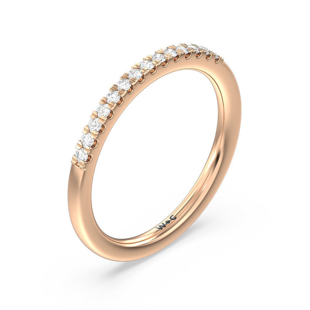 Lyra Hidden Halo Diamond Wedding Band with 18KT Rose Gold Cut Diamond in 14KT Rose Gold view 4
