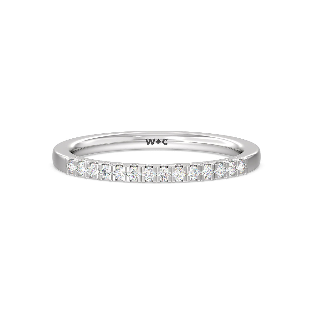 Lyra Hidden Halo Diamond Wedding Band with Platinum Cut Diamond in 14KT Platinum view 1
