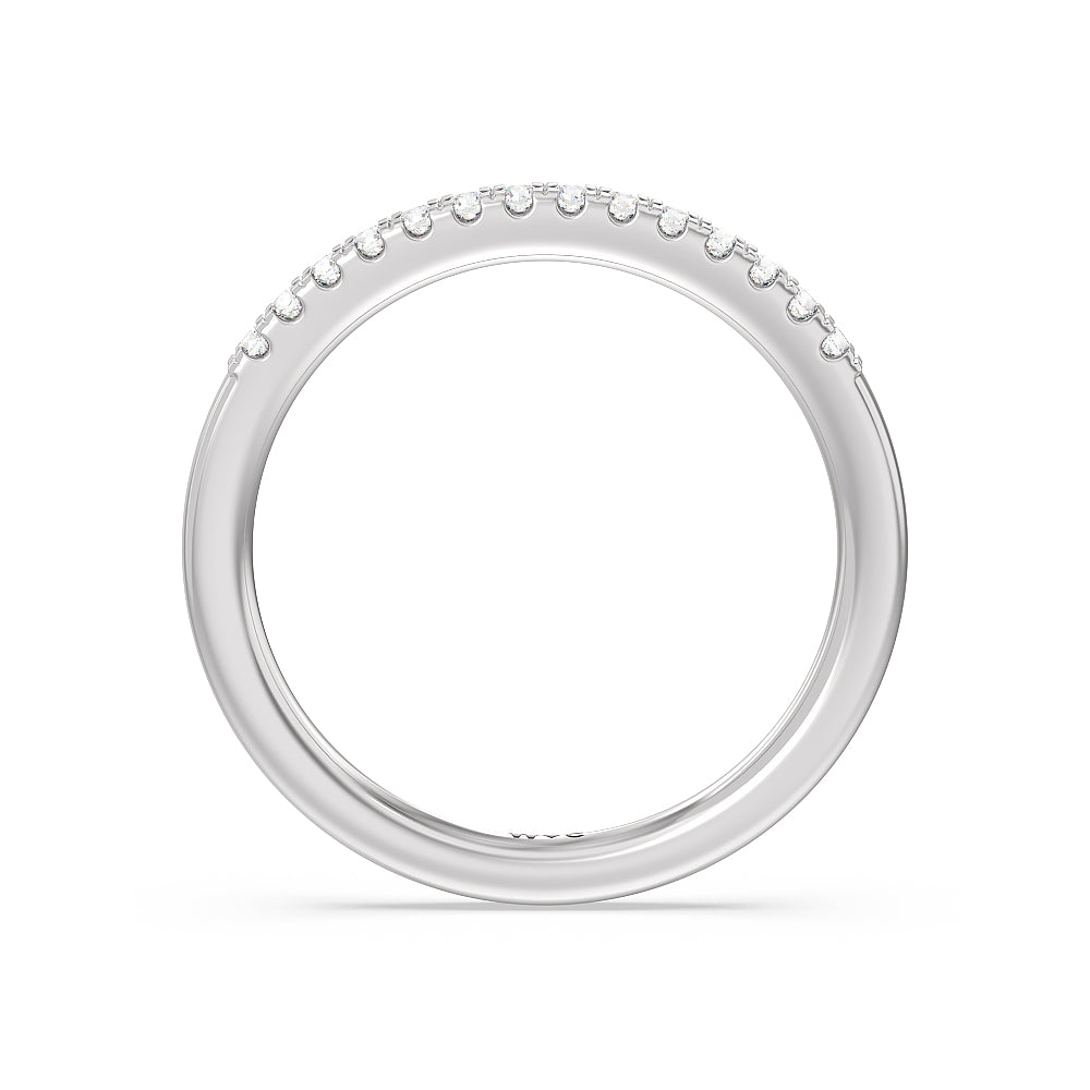 Lyra Hidden Halo Diamond Wedding Band with Platinum Cut Diamond in 14KT Platinum view 2
