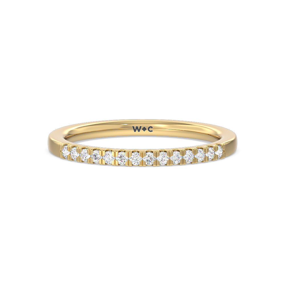 Lyra Hidden Halo Diamond Wedding Band with 18KT Yellow Gold Cut Diamond in 14KT Yellow Gold view 1
