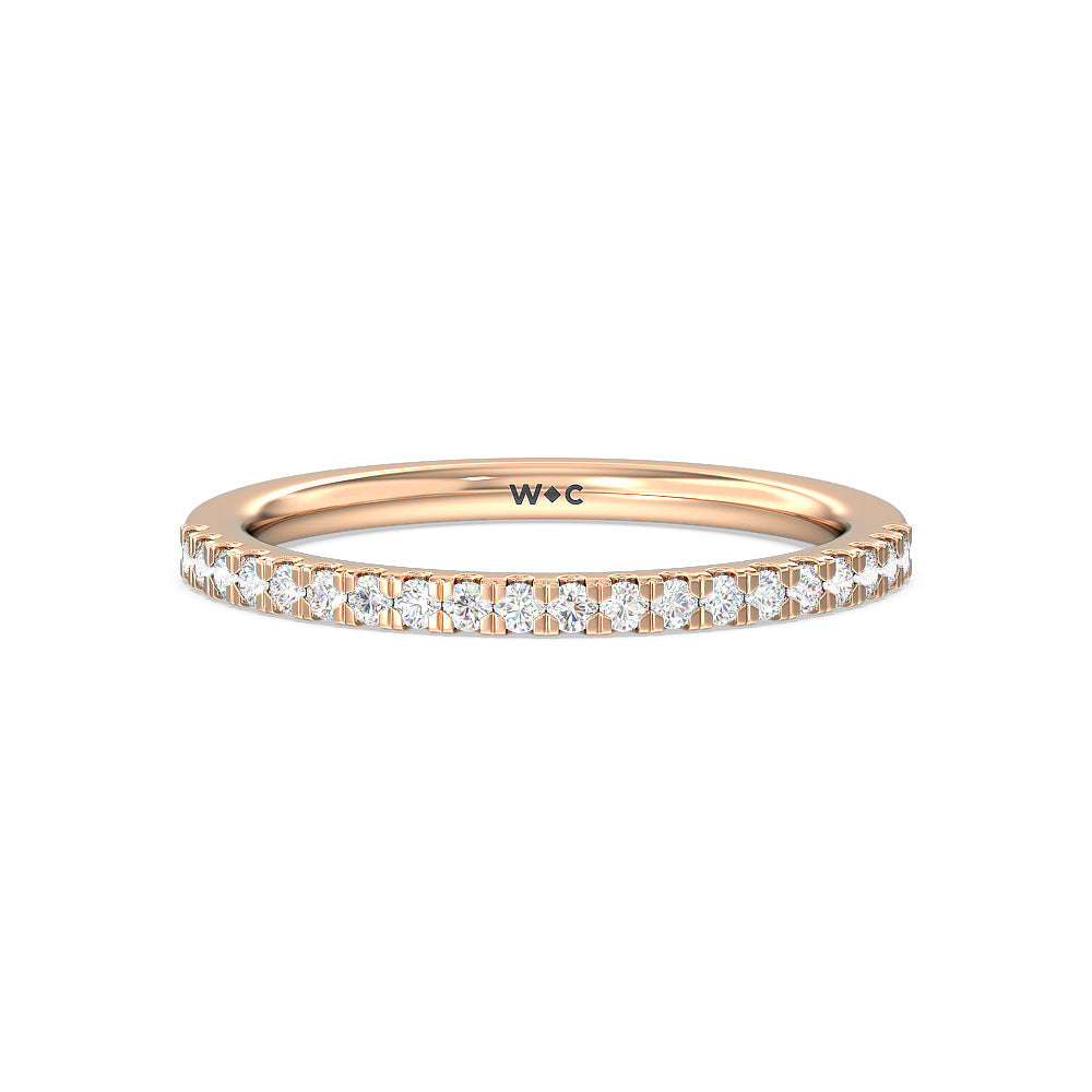 Vela Midi Hidden Halo Diamond Wedding Band with 18KT Rose Gold Cut Diamond in 14KT Rose Gold view 1
