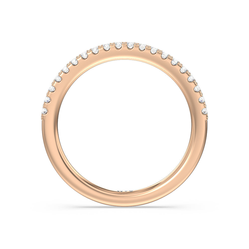 Vela Midi Hidden Halo Diamond Wedding Band with 18KT Rose Gold Cut Diamond in 14KT Rose Gold view 2
