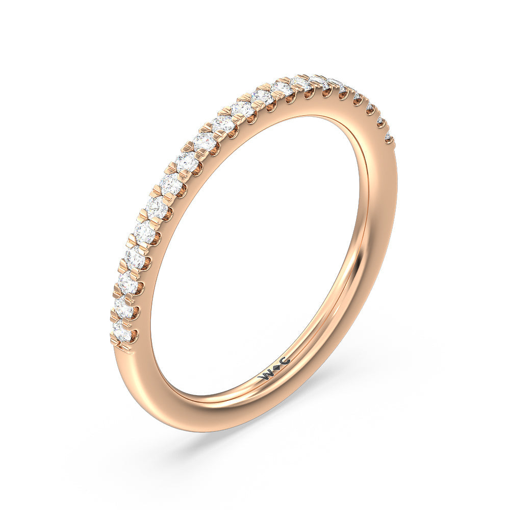 Vela Midi Hidden Halo Diamond Wedding Band with 18KT Rose Gold Cut Diamond in 14KT Rose Gold view 4
