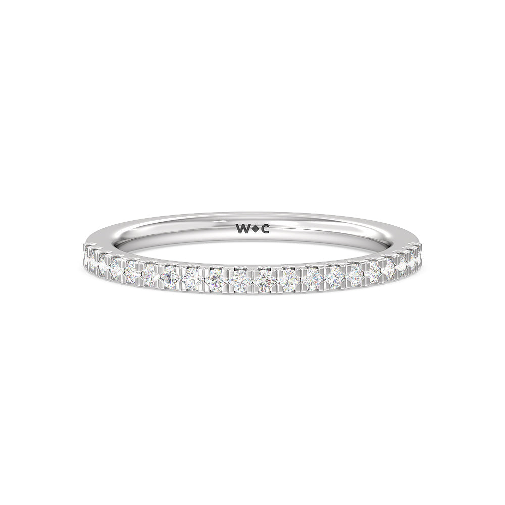 Vela Midi Hidden Halo Diamond Wedding Band with Platinum Cut Diamond in 14KT Platinum view 1
